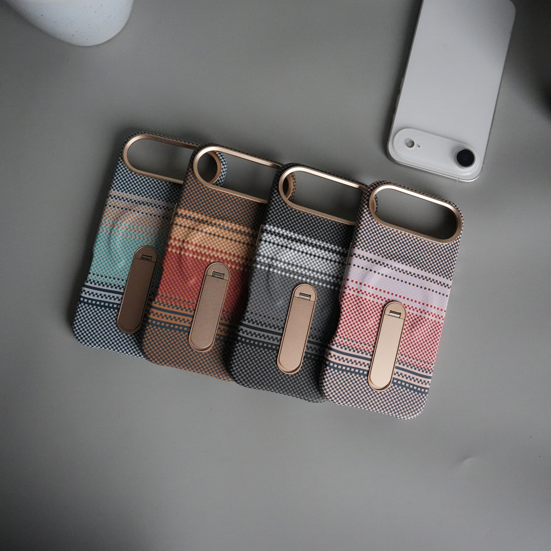 iPhone 17 Air Premium Pattern Back Case with Metal Kickstand | Slim Shockproof Protective Cover