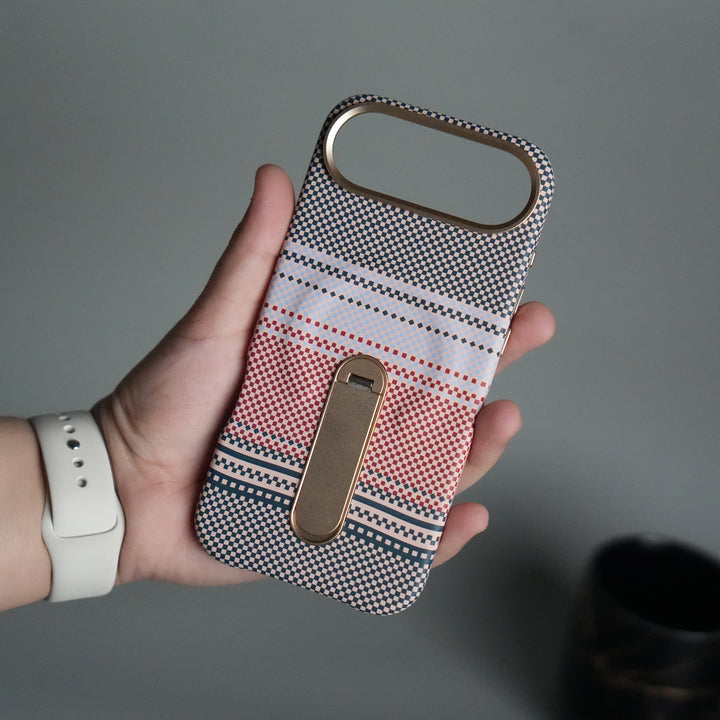 iPhone 17 Air Premium Pattern Back Case with Metal Kickstand | Slim Shockproof Protective Cover