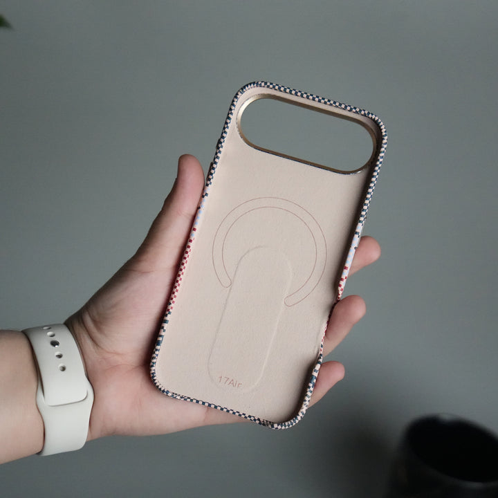 iPhone 17 Air Premium Pattern Back Case with Metal Kickstand | Slim Shockproof Protective Cover