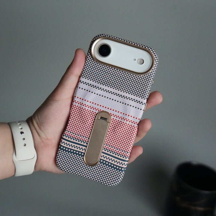 iPhone 17 Air Premium Pattern Back Case with Metal Kickstand | Slim Shockproof Protective Cover