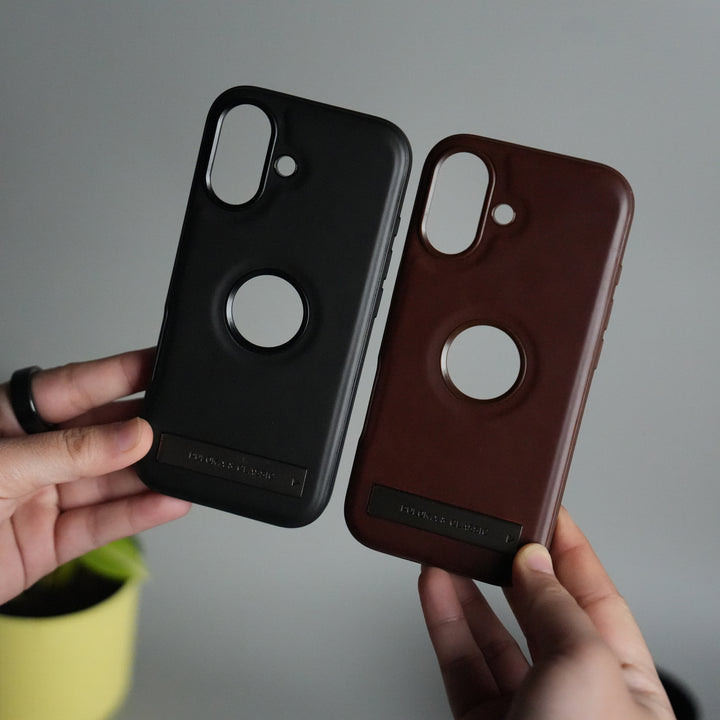 iPhone 17 Full PU Leather Inbuilt Metal Stand Case Cover