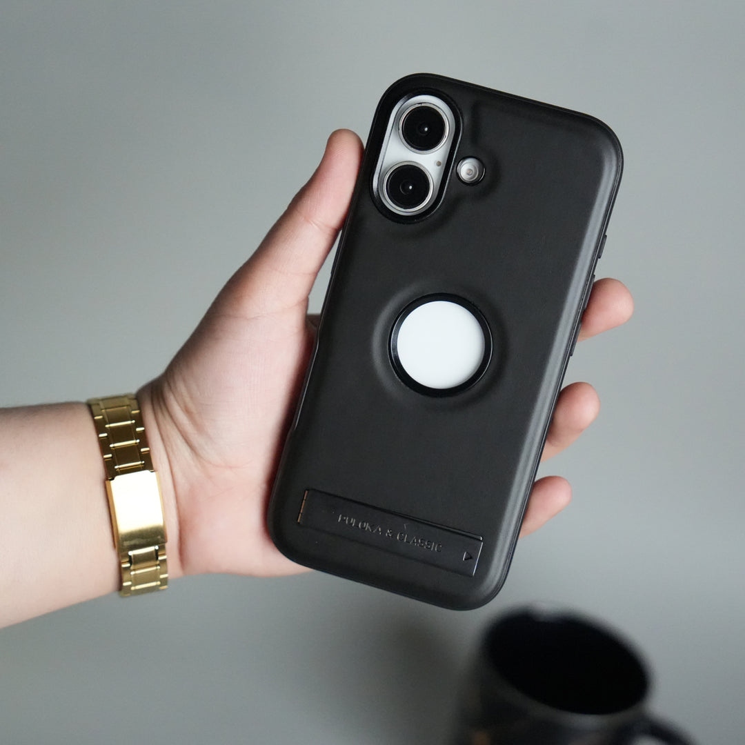 iPhone 17 Full PU Leather Inbuilt Metal Stand Case Cover