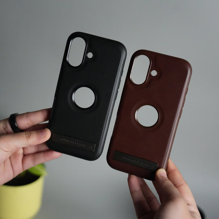 iPhone 17 Full PU Leather Inbuilt Metal Stand Case Cover