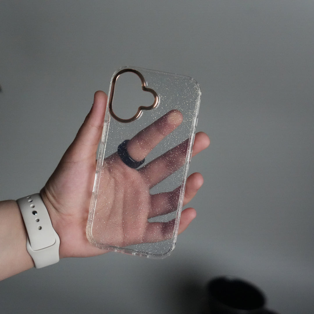 iPhone 17 Glitter Case | Transparent Cover with Sparkle Finish & Metallic Camera Bumper