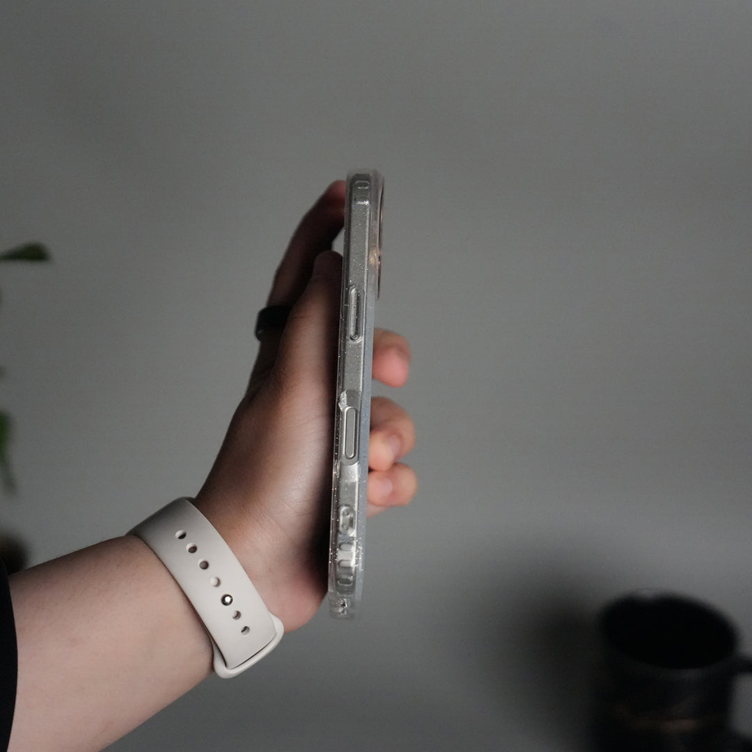 iPhone 17 Glitter Case | Transparent Cover with Sparkle Finish & Metallic Camera Bumper