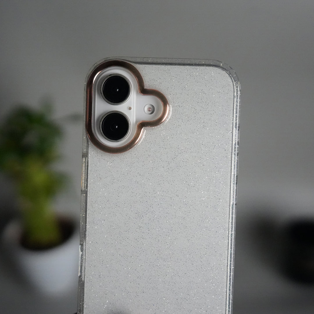 iPhone 17 Glitter Case | Transparent Cover with Sparkle Finish & Metallic Camera Bumper