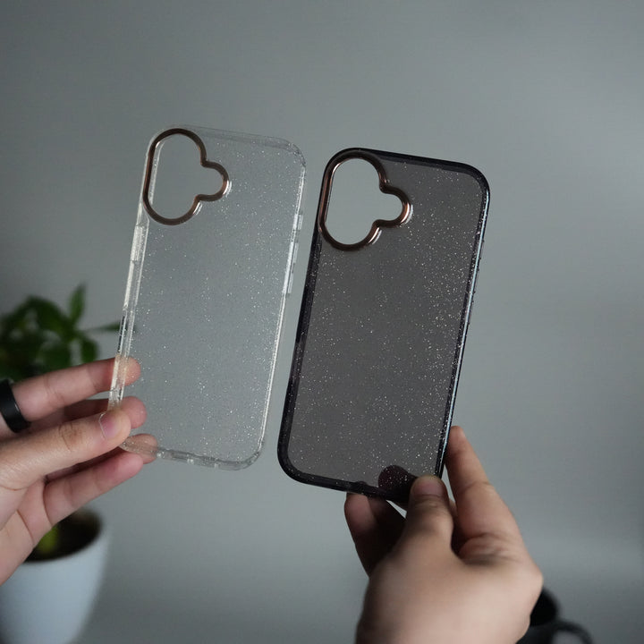iPhone 17 Glitter Case | Transparent Cover with Sparkle Finish & Metallic Camera Bumper