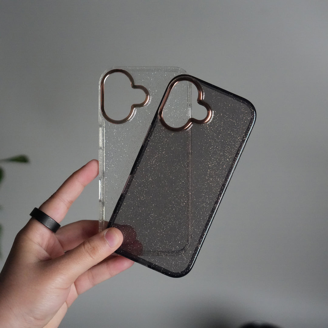 iPhone 17 Glitter Case | Transparent Cover with Sparkle Finish & Metallic Camera Bumper