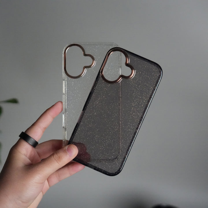 iPhone 17 Glitter Case | Transparent Cover with Sparkle Finish & Metallic Camera Bumper