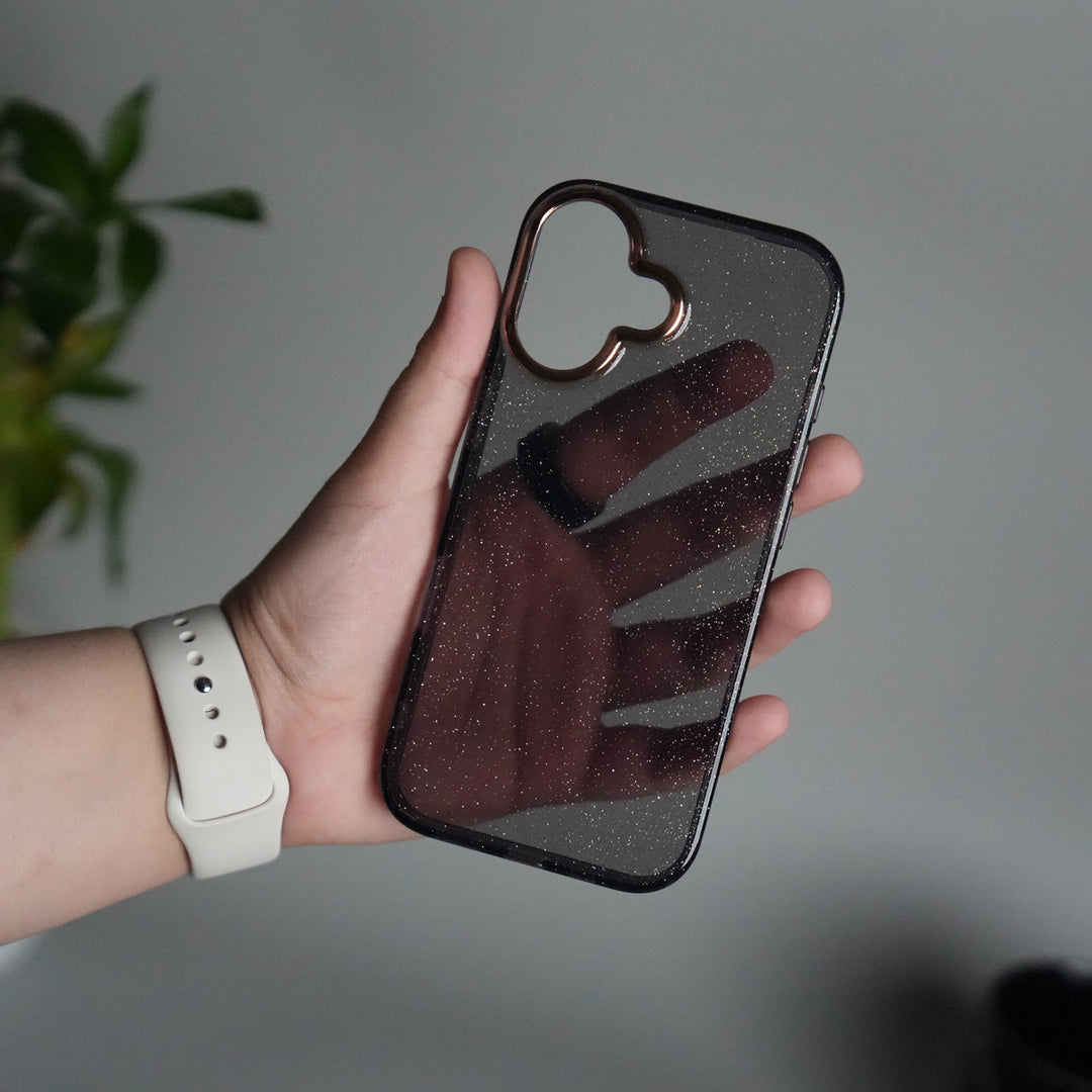 iPhone 17 Glitter Case | Transparent Cover with Sparkle Finish & Metallic Camera Bumper