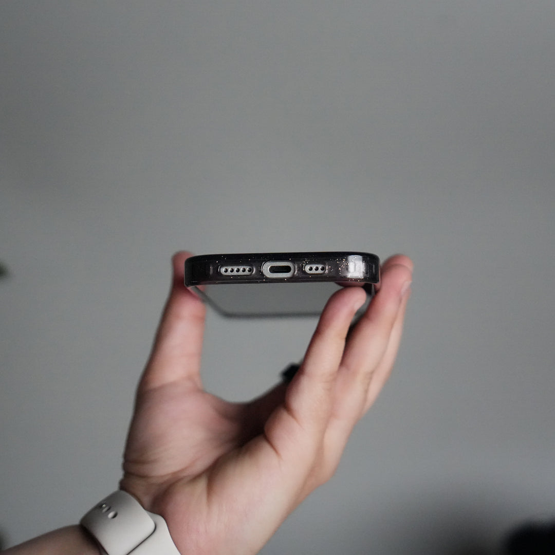 iPhone 17 Glitter Case | Transparent Cover with Sparkle Finish & Metallic Camera Bumper