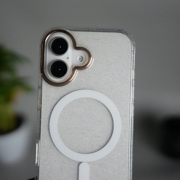 iPhone 17 Glitter MagSafe Case | Transparent Cover with Sparkle Finish & Metallic Camera Bumper