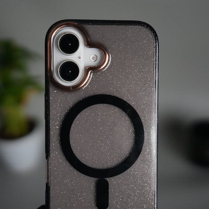 iPhone 17 Glitter MagSafe Case | Transparent Cover with Sparkle Finish & Metallic Camera Bumper