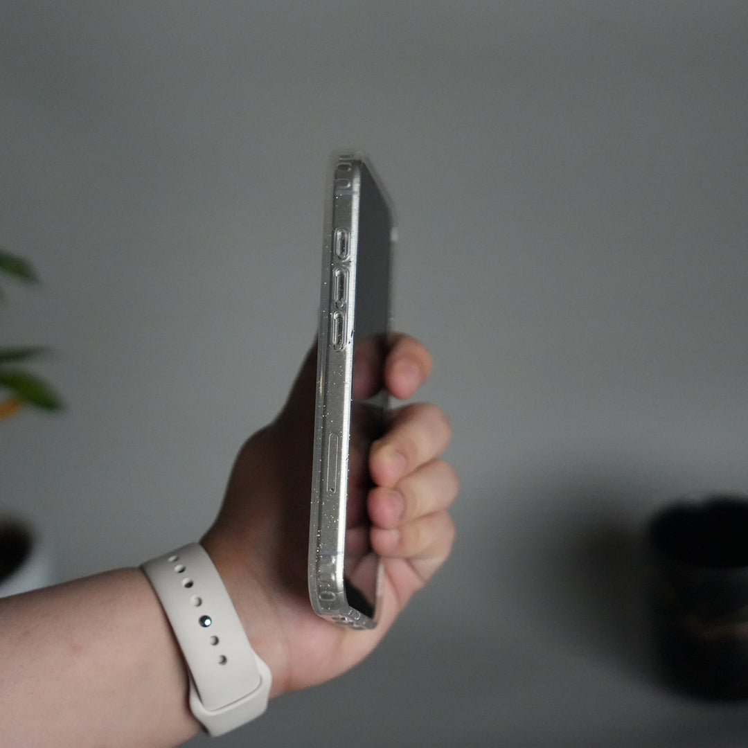 iPhone 17 Glitter MagSafe Case | Transparent Cover with Sparkle Finish & Metallic Camera Bumper