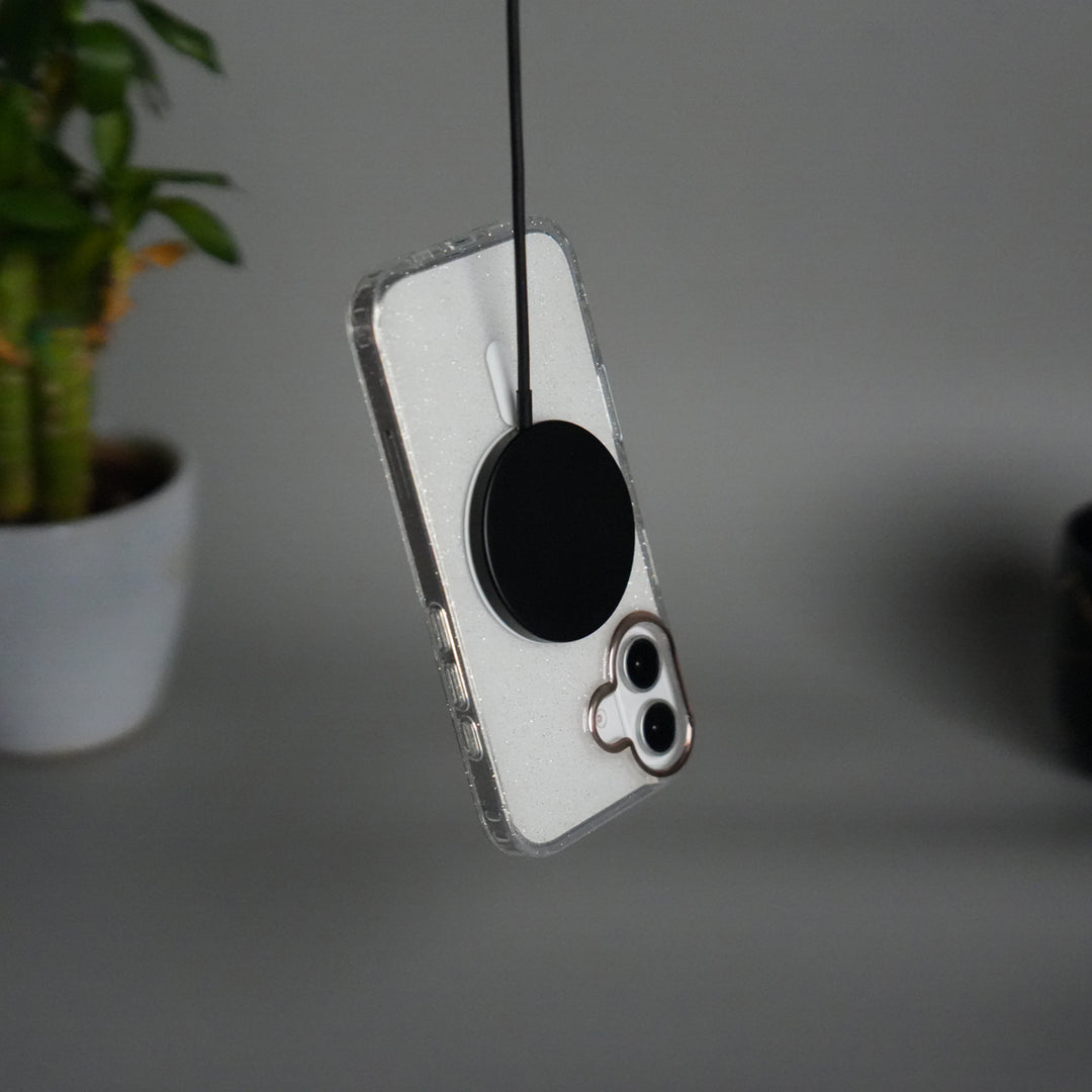 iPhone 17 Glitter MagSafe Case | Transparent Cover with Sparkle Finish & Metallic Camera Bumper