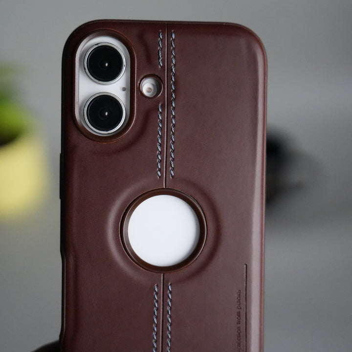 iPhone 17 Leather Case | Classic Middle Stitched PU Back Cover