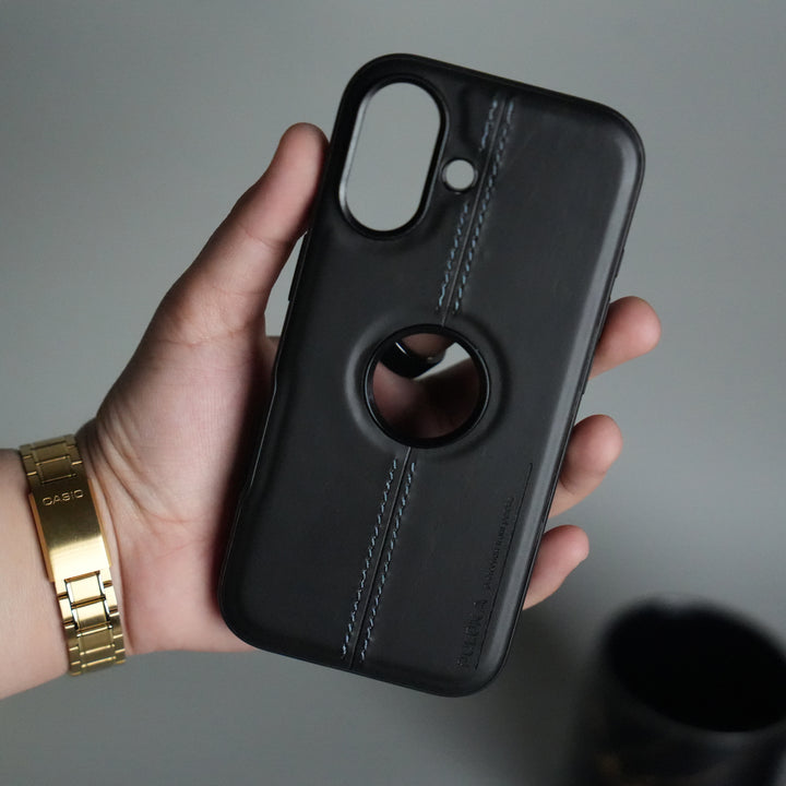 iPhone 17 Leather Case | Classic Middle Stitched PU Back Cover