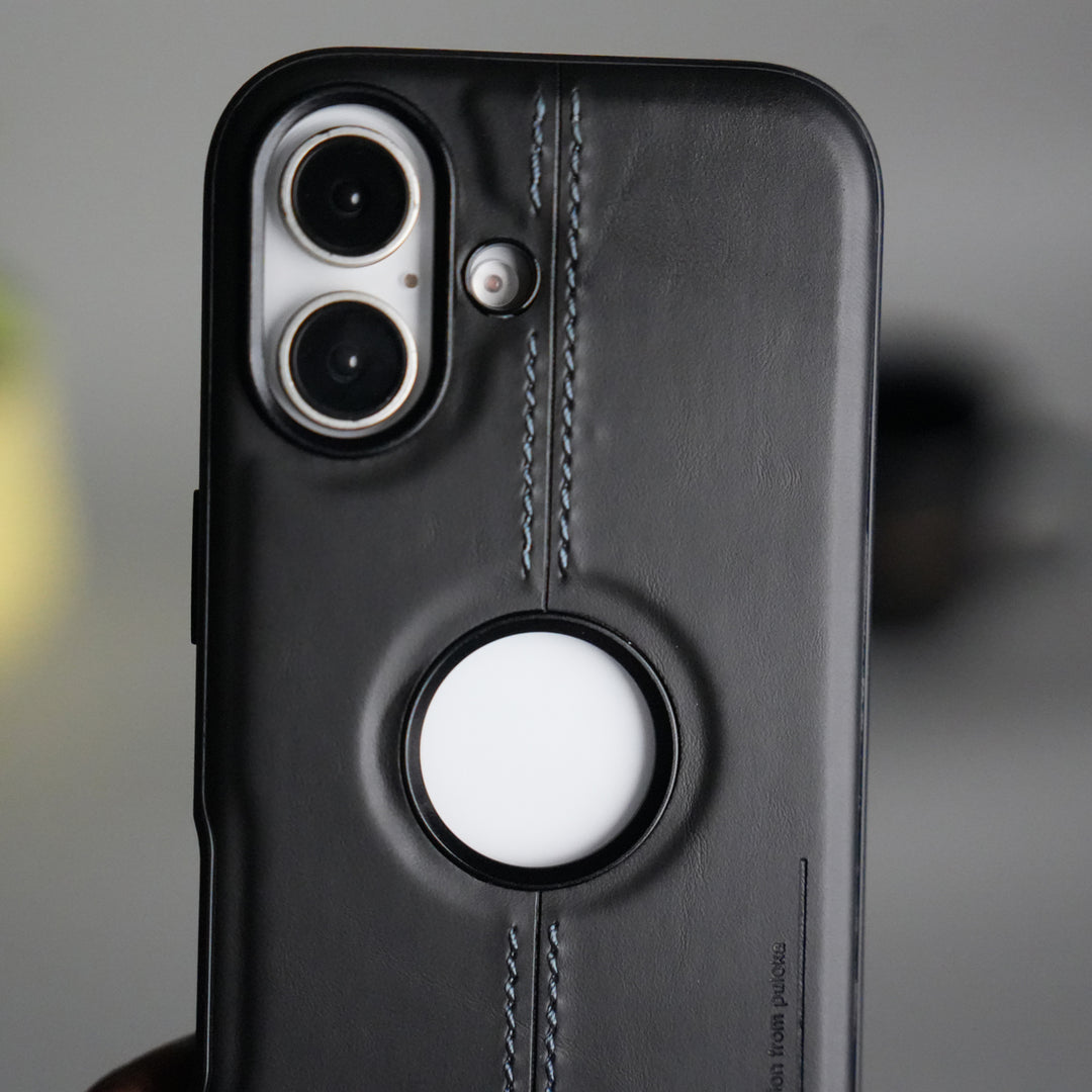 iPhone 17 Leather Case | Classic Middle Stitched PU Back Cover