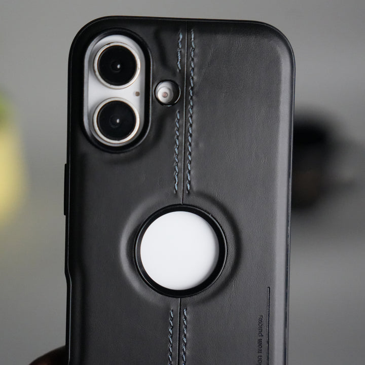 iPhone 17 Leather Case | Classic Middle Stitched PU Back Cover