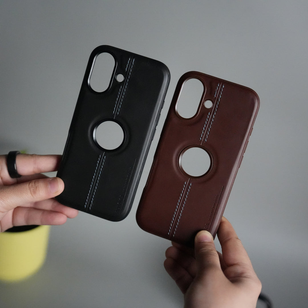 iPhone 17 Leather Case | Classic Middle Stitched PU Back Cover