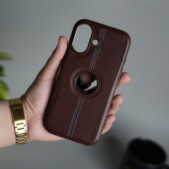 iPhone 17 Leather Case | Classic Middle Stitched PU Back Cover