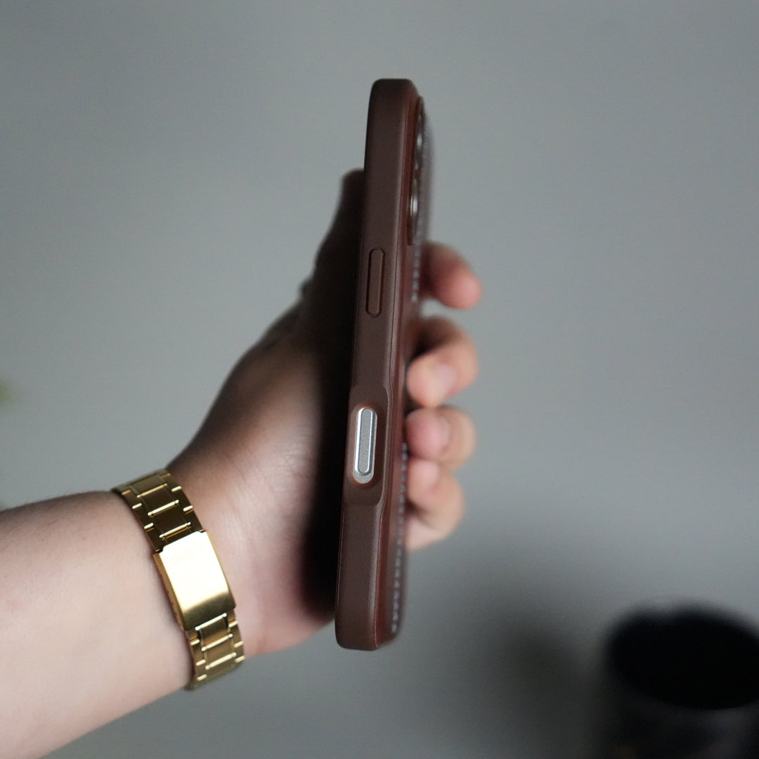 iPhone 17 Leather Case | Classic Middle Stitched PU Back Cover