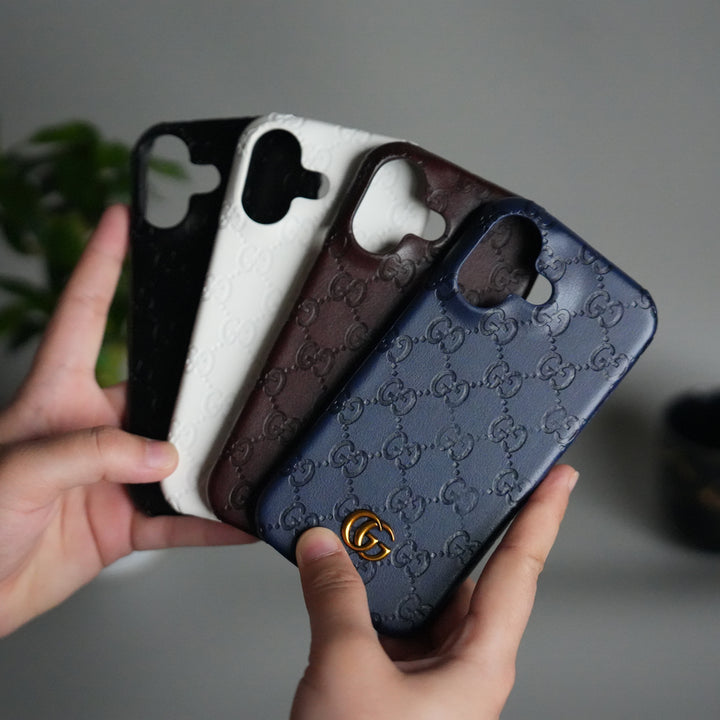 iPhone 17 Luxury GG Fashion Leather Brand Case Cover