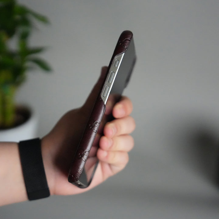 iPhone 17 Luxury GG Fashion Leather Brand Case Cover