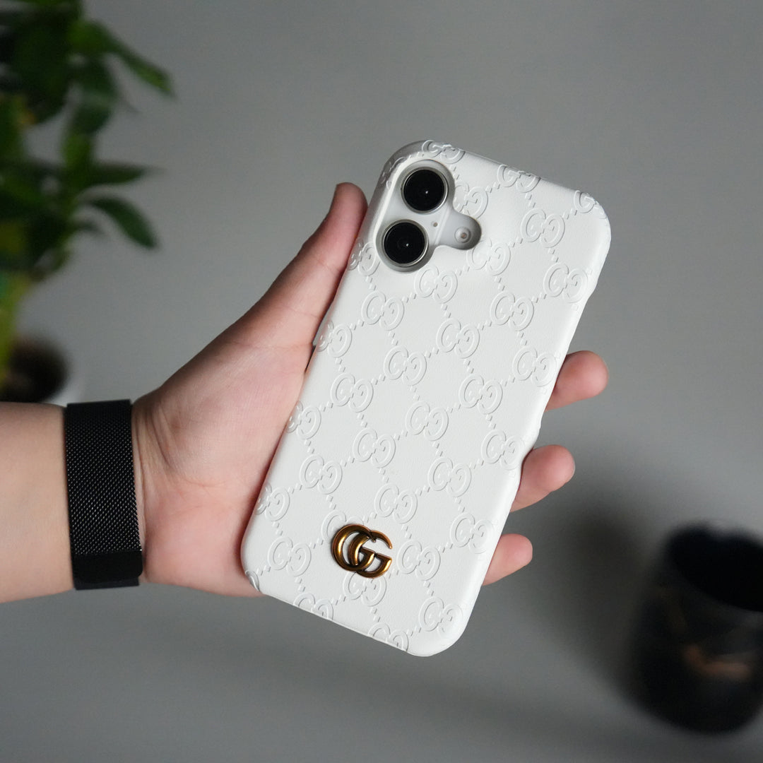 iPhone 17 Luxury GG Fashion Leather Brand Case Cover