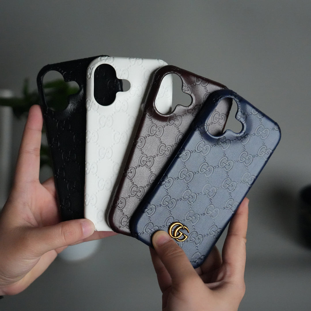 iPhone 17 Luxury GG Fashion Leather Brand Case Cover