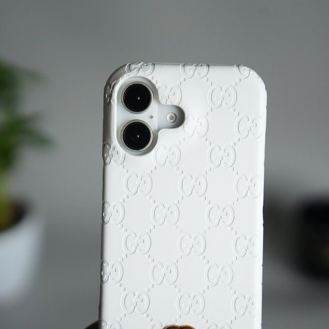 iPhone 17 Luxury GG Fashion Leather Brand Case Cover