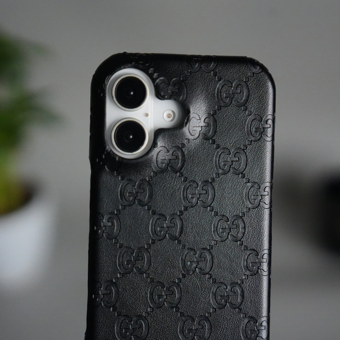 iPhone 17 Luxury GG Fashion Leather Brand Case Cover