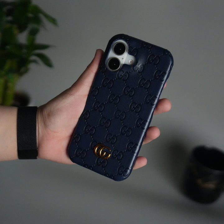 iPhone 17 Luxury GG Fashion Leather Brand Case Cover