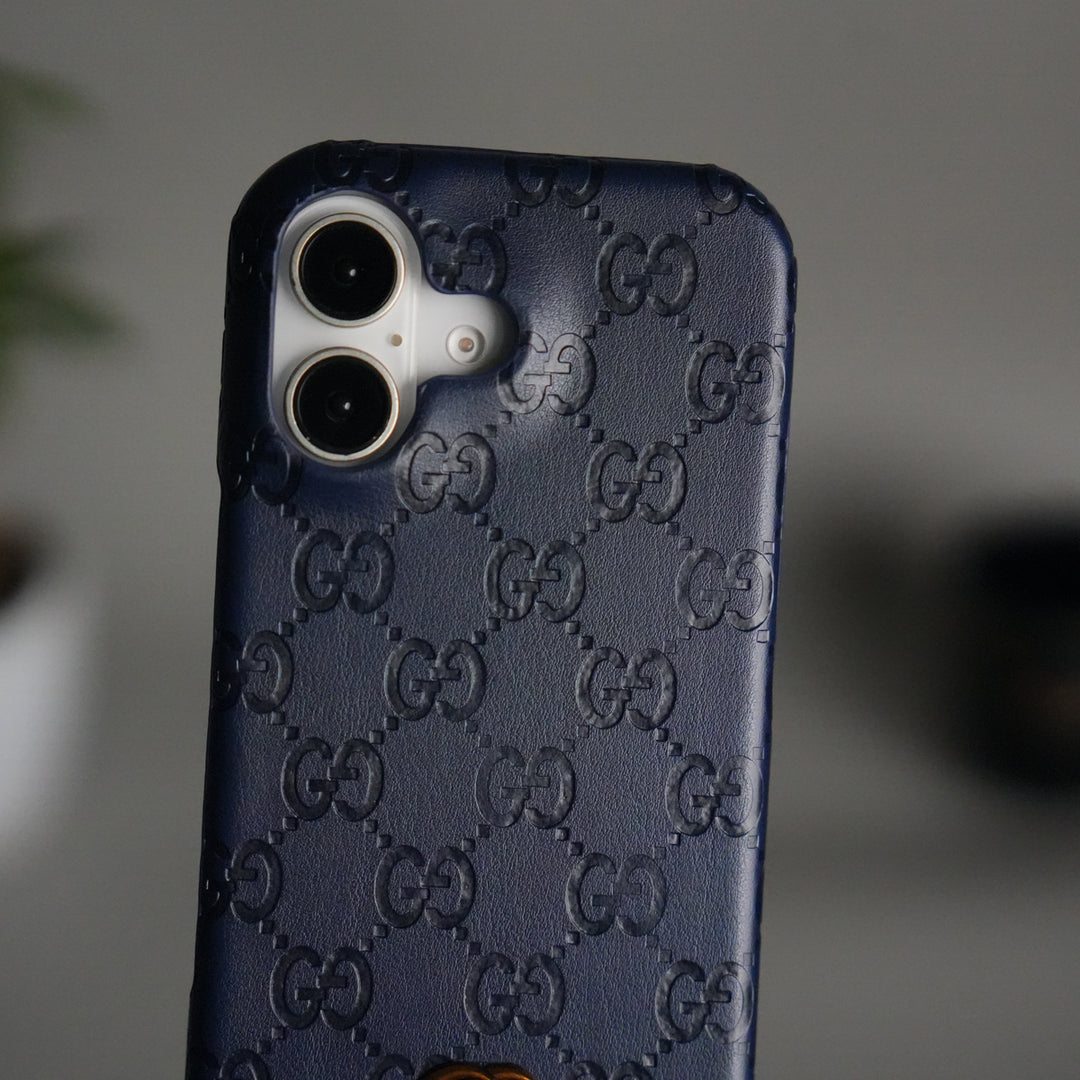 iPhone 17 Luxury GG Fashion Leather Brand Case Cover