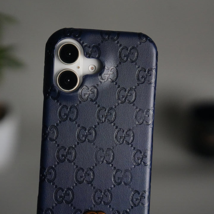 iPhone 17 Luxury GG Fashion Leather Brand Case Cover