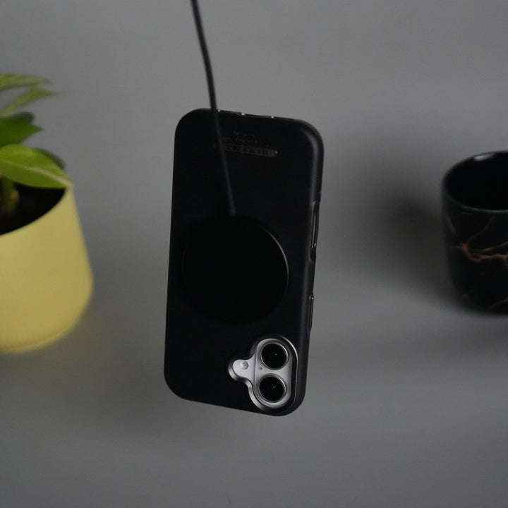 iPhone 17 PU Leather Logo Cut MagSafe Case | Metal Camera Frame with Premium Finish