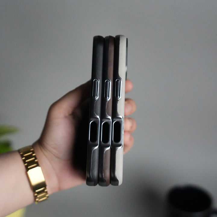 iPhone 17 PU Leather Logo Cut MagSafe Case | Metal Camera Frame with Premium Finish