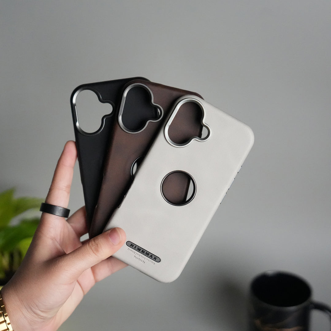 iPhone 17 PU Leather Logo Cut MagSafe Case | Metal Camera Frame with Premium Finish