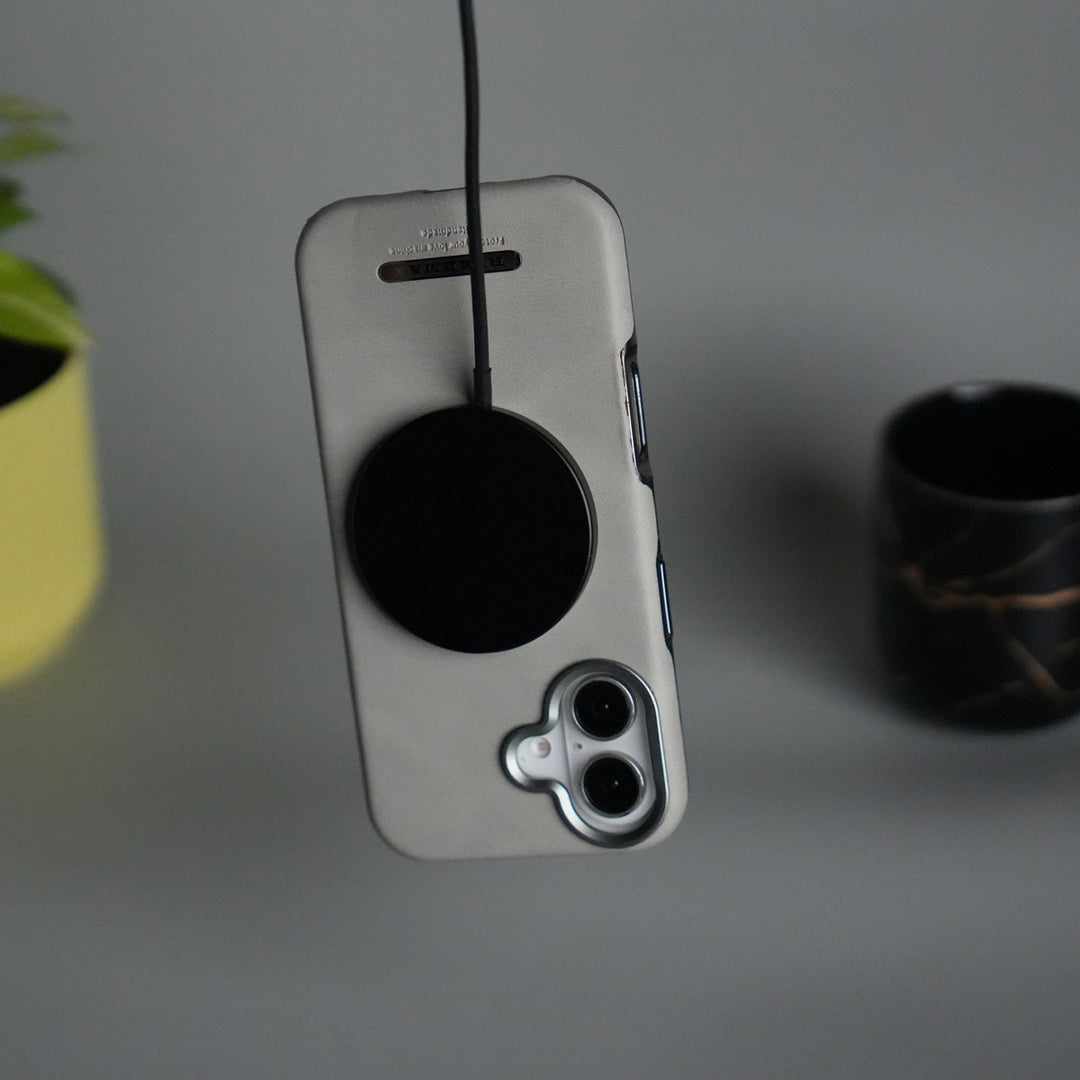 iPhone 17 PU Leather Logo Cut MagSafe Case | Metal Camera Frame with Premium Finish