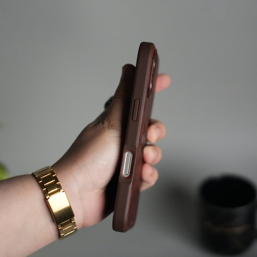 iPhone 17 PU Leather Logo Cut Plain Case Premium Finish Cover