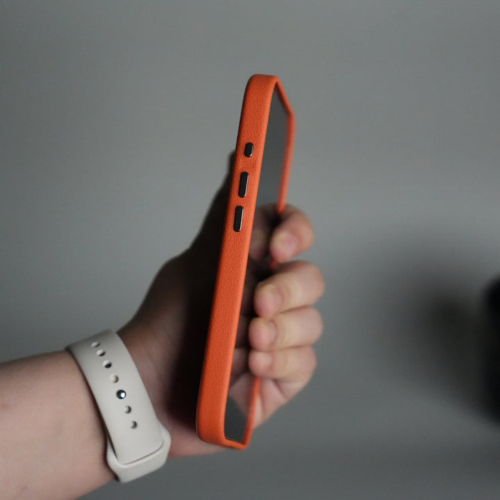 iPhone 17 Premium Leather-Texture Back Case with Metal Kickstand | Shockproof Cover