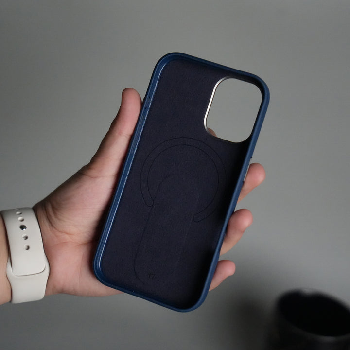 iPhone 17 Premium Leather-Texture Back Case with Metal Kickstand | Shockproof Cover