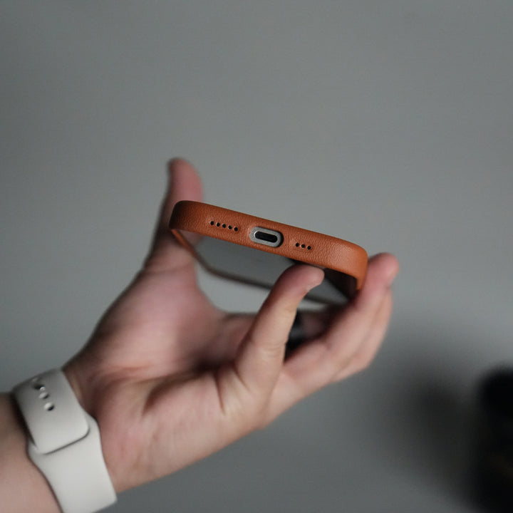 iPhone 17 Premium Leather-Texture Back Case with Metal Kickstand | Shockproof Cover