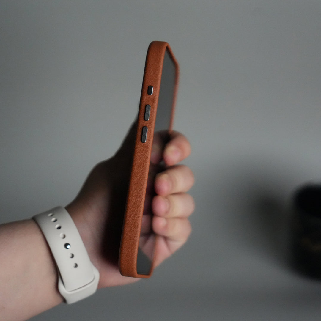 iPhone 17 Premium Leather-Texture Back Case with Metal Kickstand | Shockproof Cover