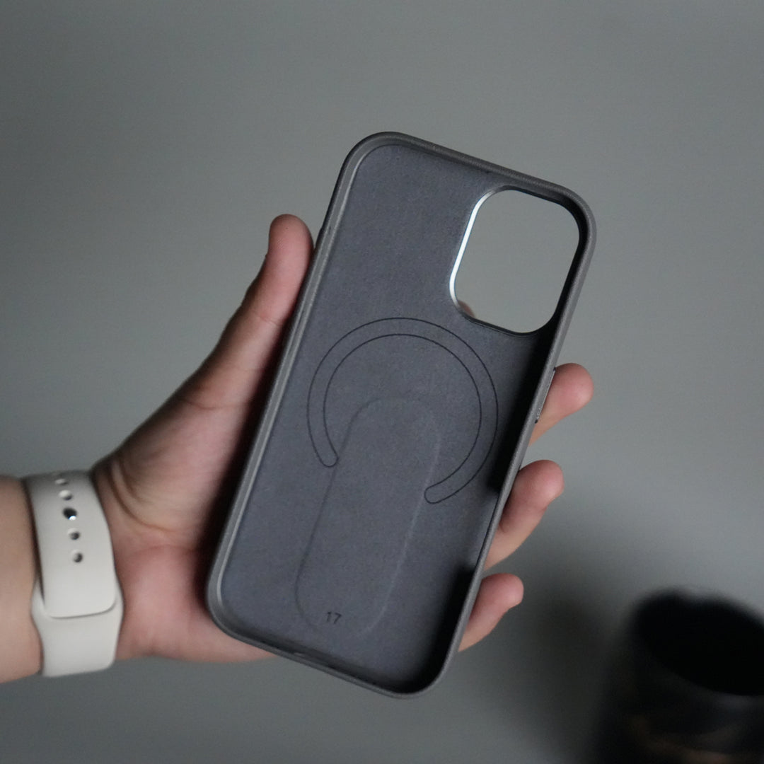 iPhone 17 Premium Leather-Texture Back Case with Metal Kickstand | Shockproof Cover