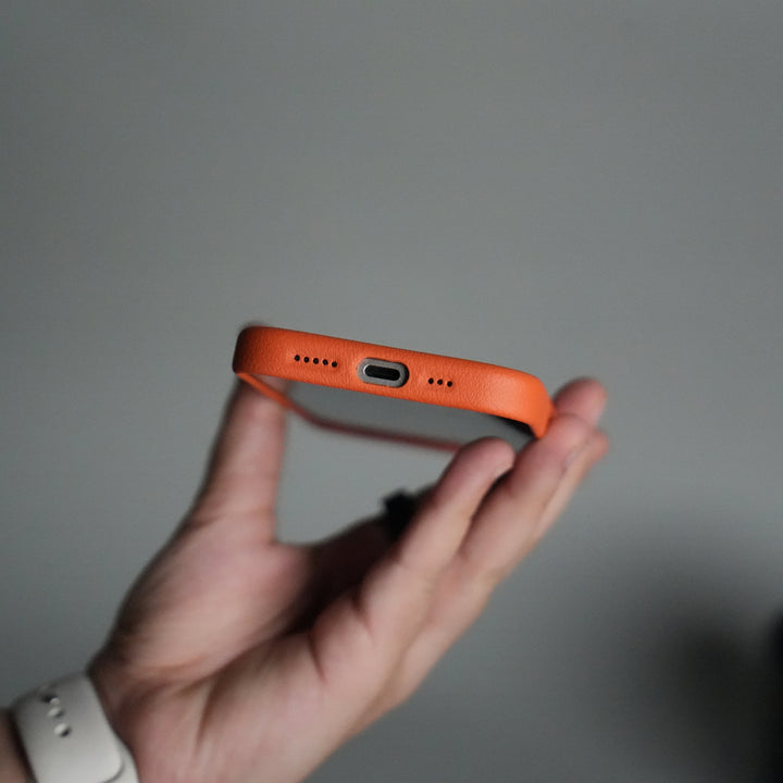 iPhone 17 Premium Leather-Texture Back Case with Metal Kickstand | Shockproof Cover