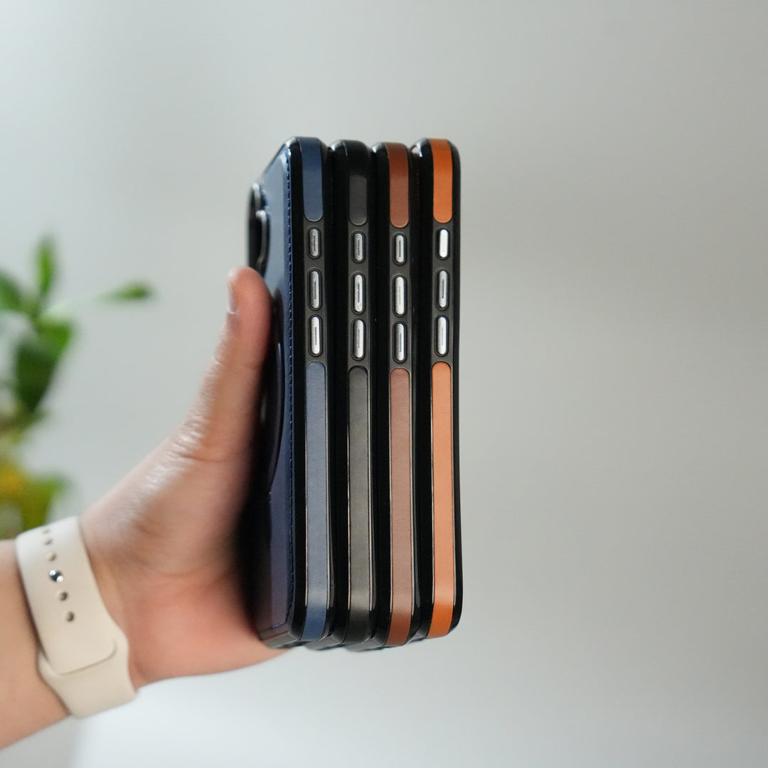 iPhone 17 Premium PU Leather Case with Metal Kickstand | Metal Camera Bump | Luxury Shockproof Back Cover