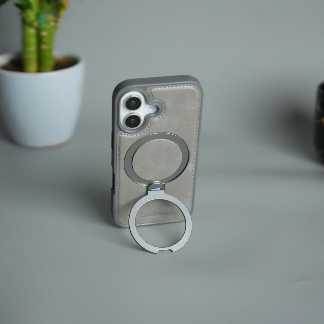 iPhone 17 Premium PU Leather Kickstand Case | Luxury Shockproof Protective Back Cover