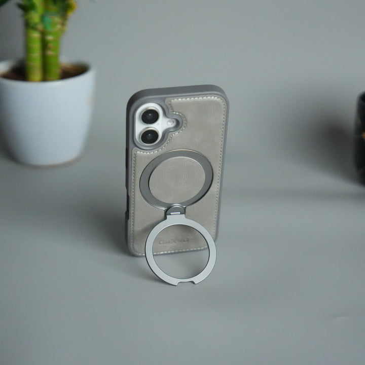 iPhone 17 Premium PU Leather Kickstand Case | Luxury Shockproof Protective Back Cover