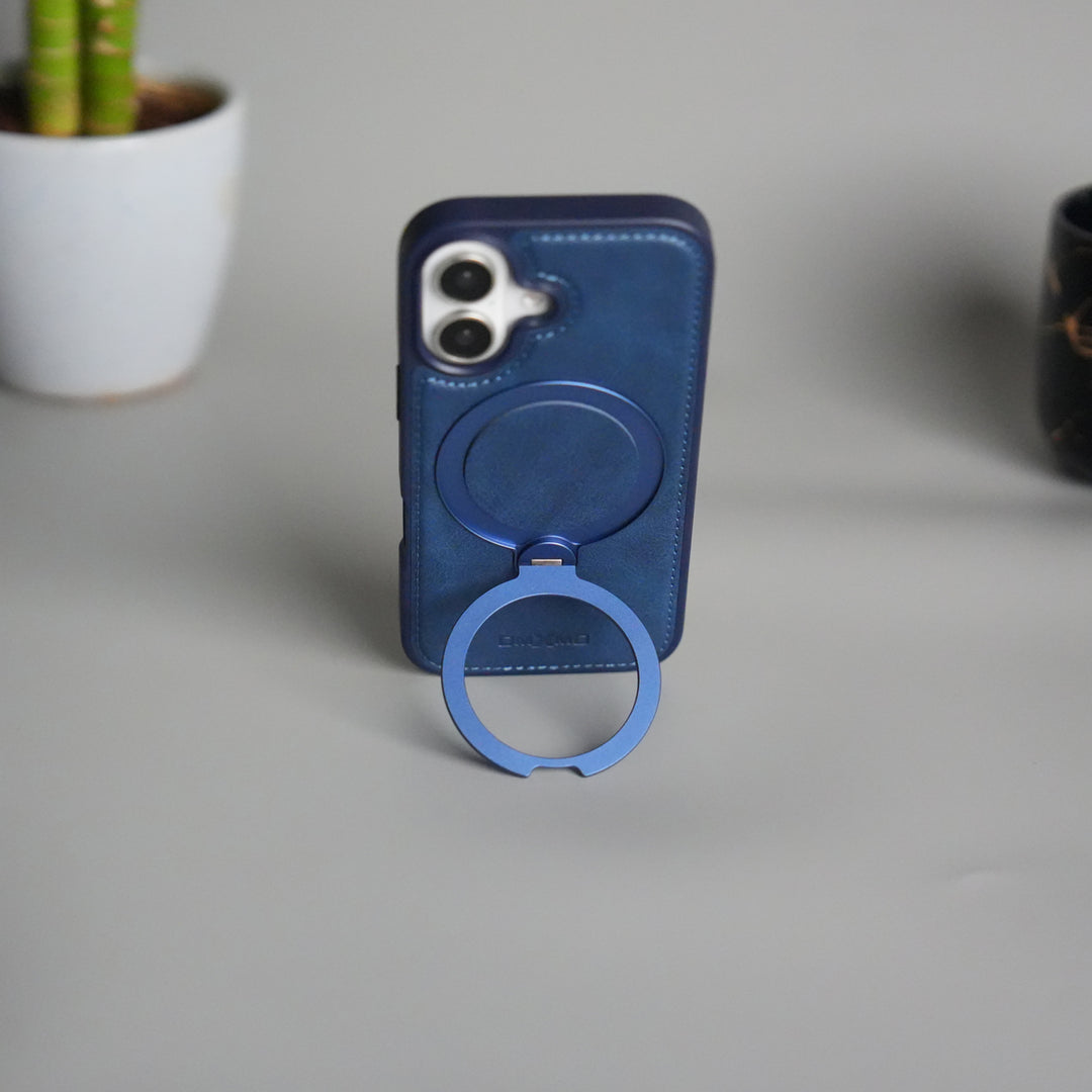 iPhone 17 Premium PU Leather Kickstand Case | Luxury Shockproof Protective Back Cover